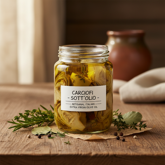 Carciofi sott'olio artigianali in vasetto di vetro