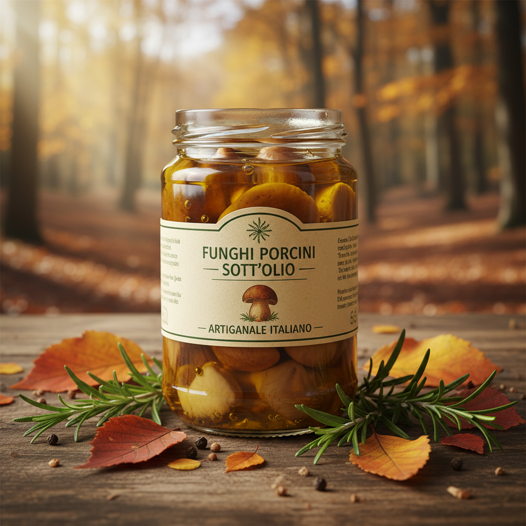 Funghi porcini sott'olio in vasetto di vetro